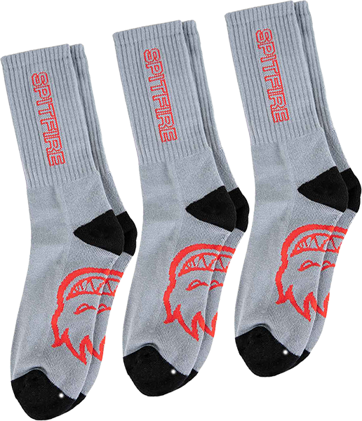 Spitfire Classic 87 3/PK Crew Sock (Charcoal/Black/Red)