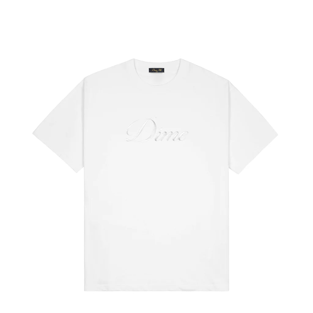 Dime Cursive T-shirt-(white)