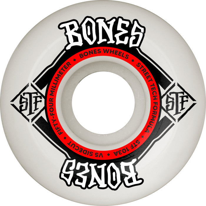 BONES WHEELS STF Skateboard Wheels Wide V5 103A White - (54mm)